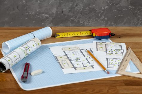 high-angle-house-project-table